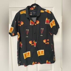 ROARK Revival Gonzo Camp Colar Shirt Black Cocktail & Dice Pattern Mens Large